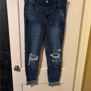 American Eagle Outfitters Dark Blue Distressed Jeans